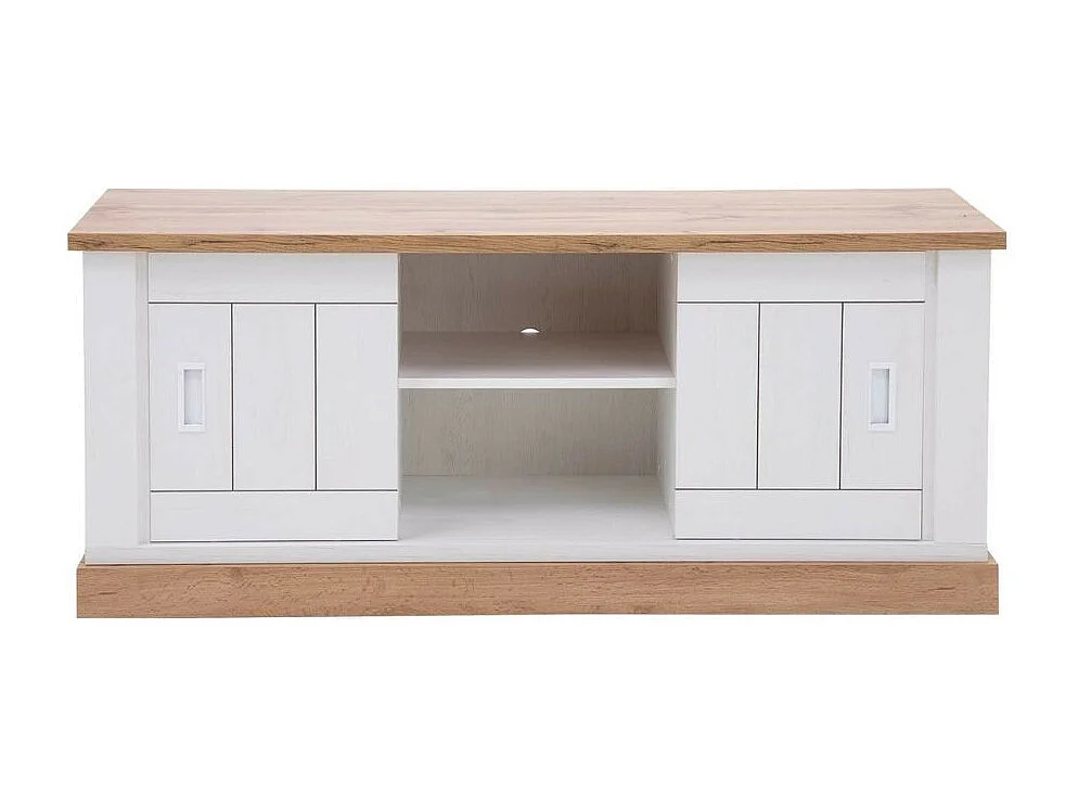 Mobile porta TV colore pino bianco e rovere vano a giorno e 2 ante scorrevoli AnthonyIII 145x46x60H