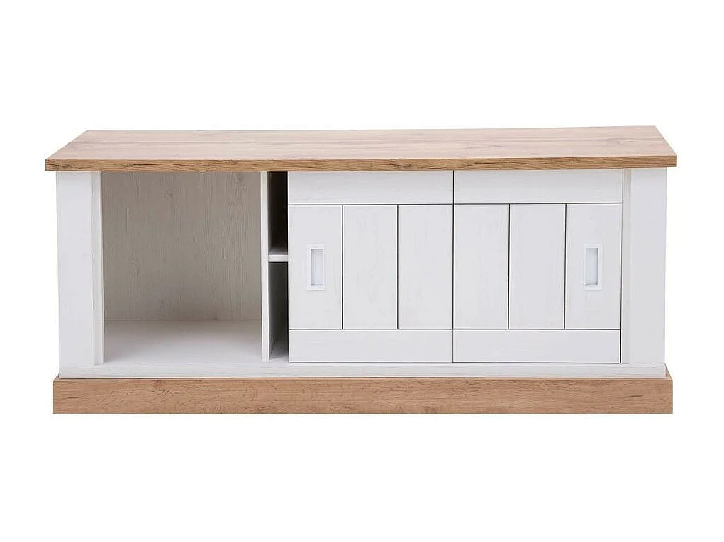 Mobile porta TV colore pino bianco e rovere vano a giorno e 2 ante scorrevoli AnthonyIII 145x46x60H