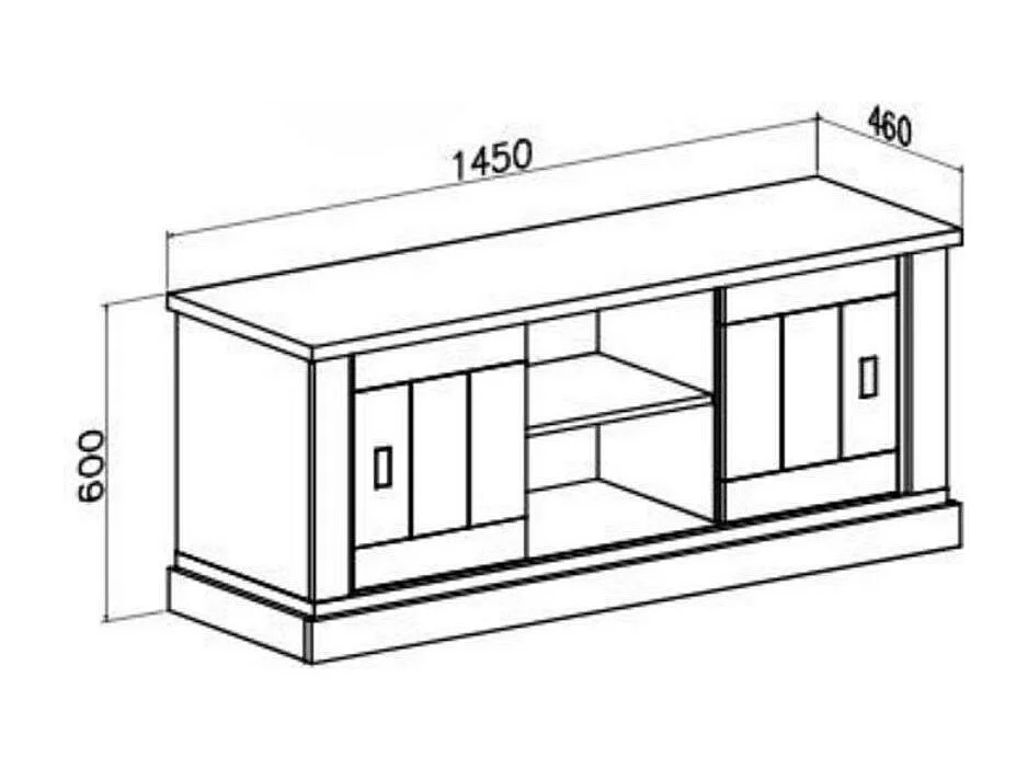 Mobile porta TV colore pino bianco e rovere vano a giorno e 2 ante scorrevoli AnthonyIII 145x46x60H