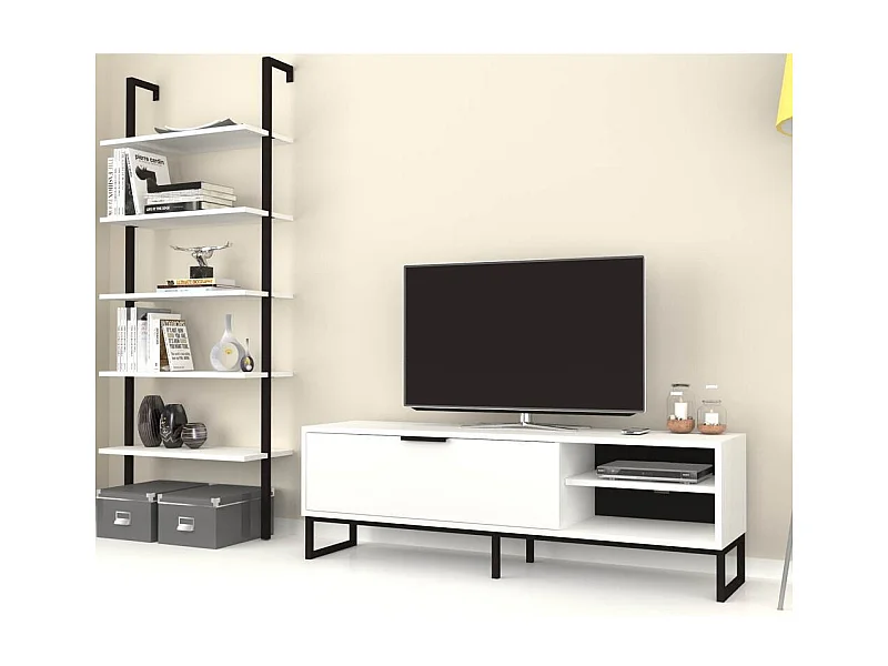 Parete attrezzata porta tv e libreria Way colore bianco