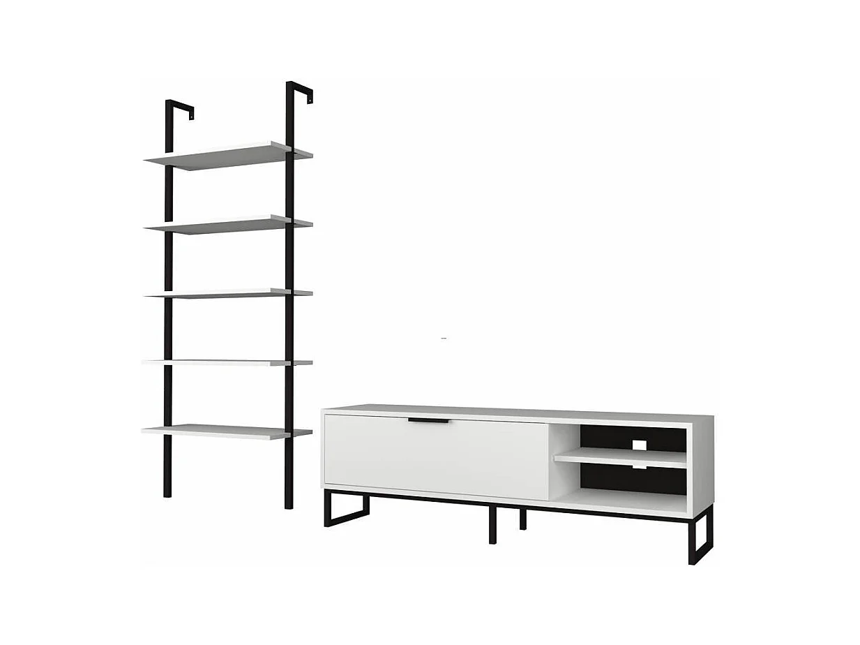 Parete attrezzata porta tv e libreria Way colore bianco