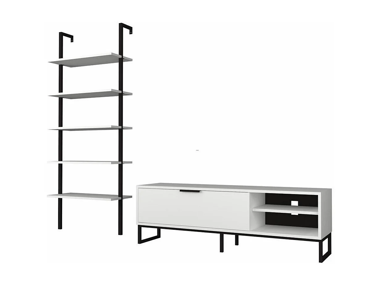 Parete attrezzata porta tv e libreria Way colore bianco