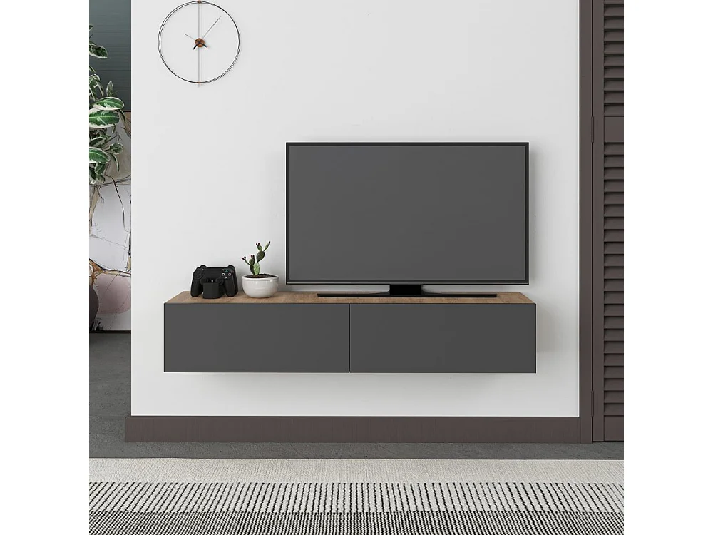 Mobile porta Tv sospeso ante a ribalta Francy colore rovere antracite