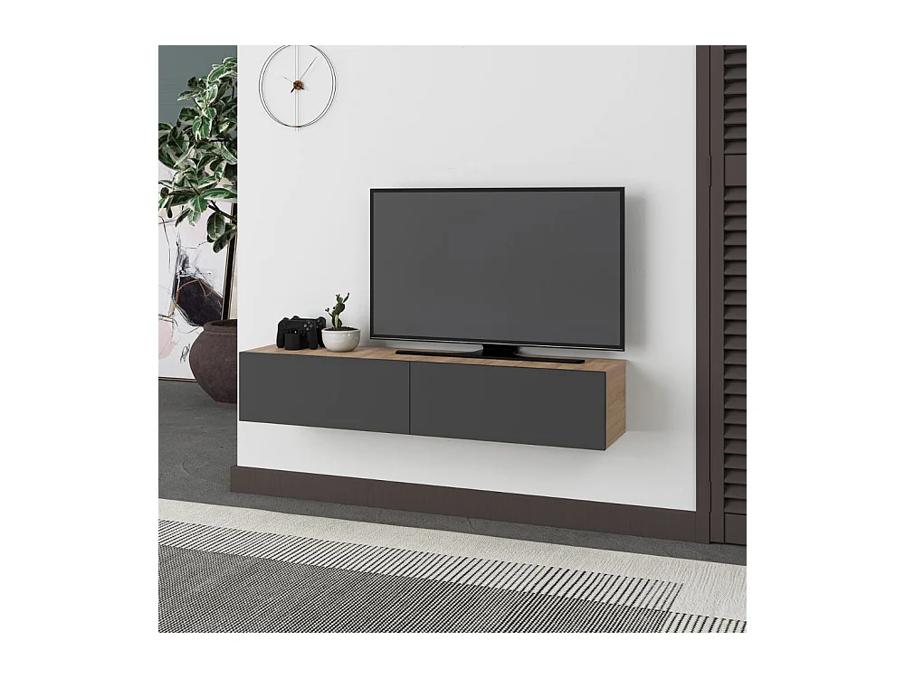 Mobile porta Tv sospeso ante a ribalta Francy colore rovere antracite
