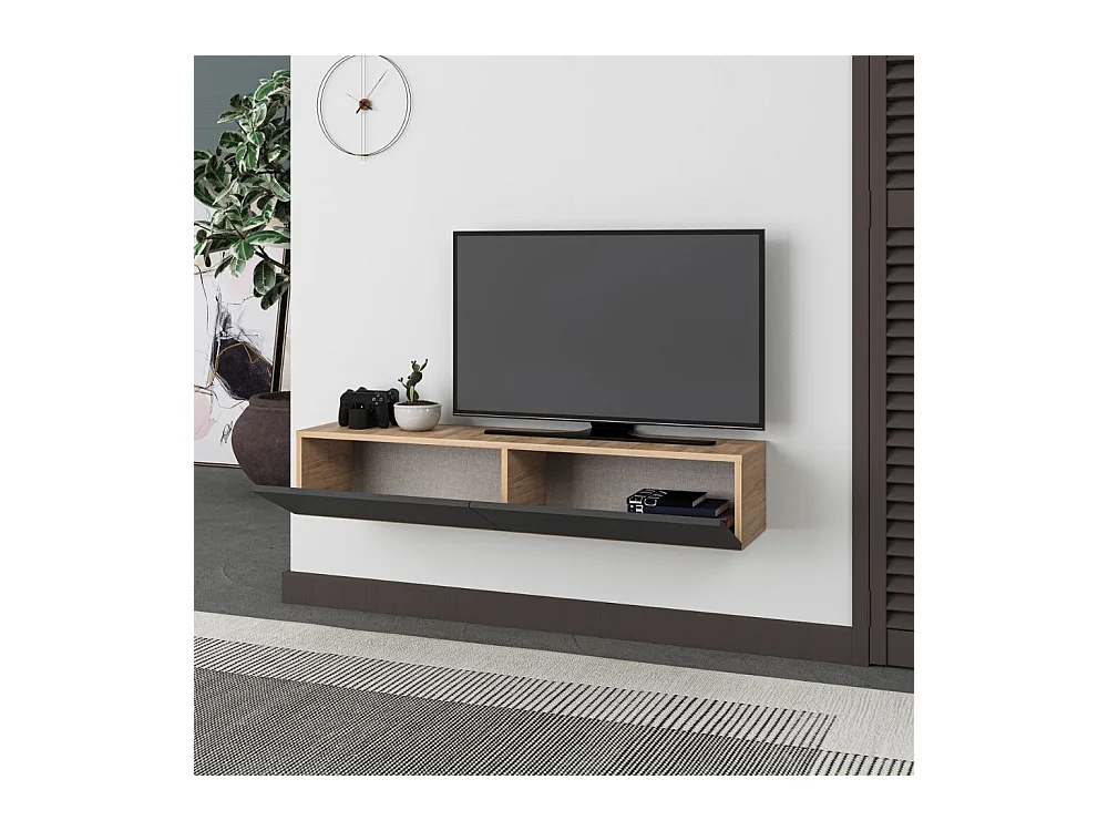 Mobile porta Tv sospeso ante a ribalta Francy colore rovere antracite