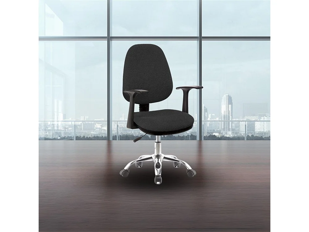 Poltrona da ufficio CR415 tessuto nero base cromata con ruote