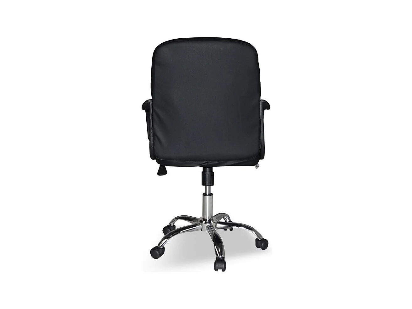 Poltrona da ufficio PC116P in ecopelle nera e base cromata con ruote