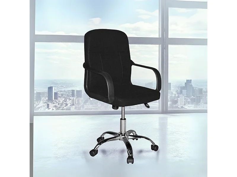 Poltrona ufficio PC116P in tessuto nero con ruote – Eleganza e comfort quotidiano