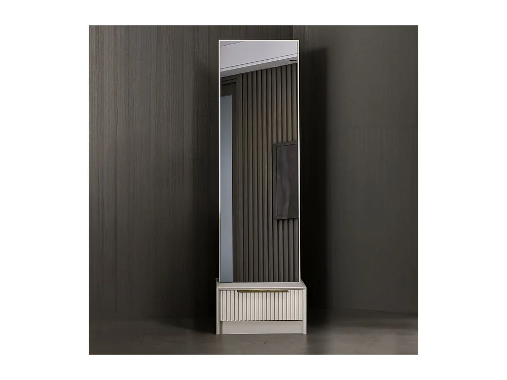 Specchio Kale con base cassetto cashmere 54x45x178H