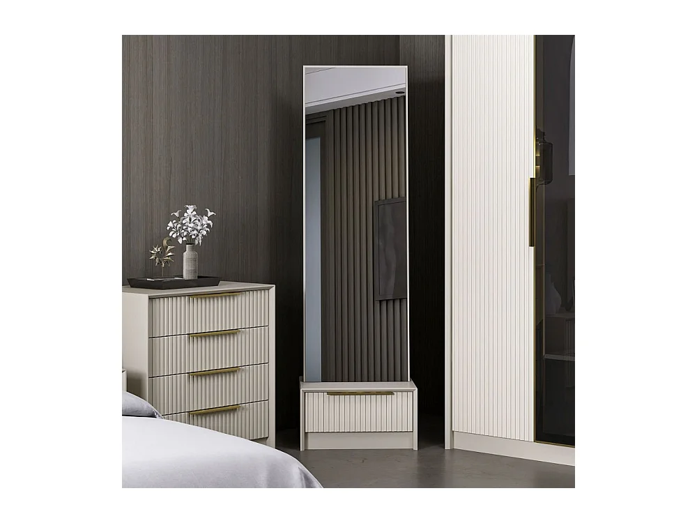 Specchio Kale con base cassetto cashmere 54x45x178H