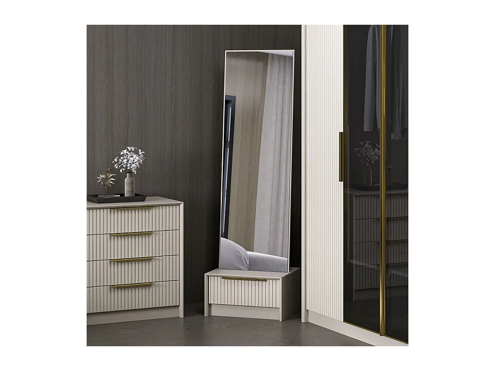 Specchio Kale con base cassetto cashmere 54x45x178H