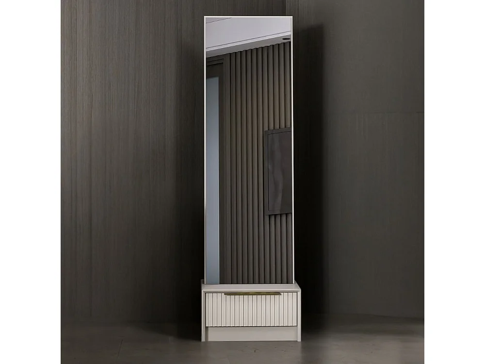 Specchio Kale con base cassetto cashmere 54x45x178H