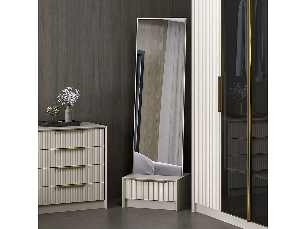 Specchio Kale con base cassetto cashmere 54x45x178H