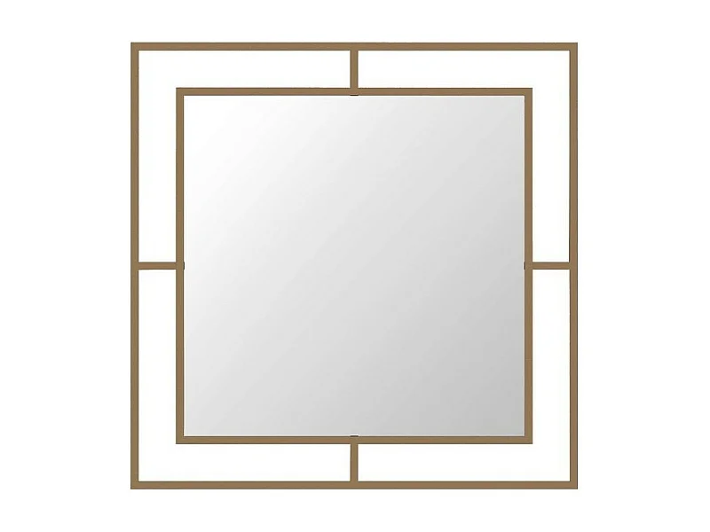 Specchio quadrato con doppia cornice Corner in metallo colore oro