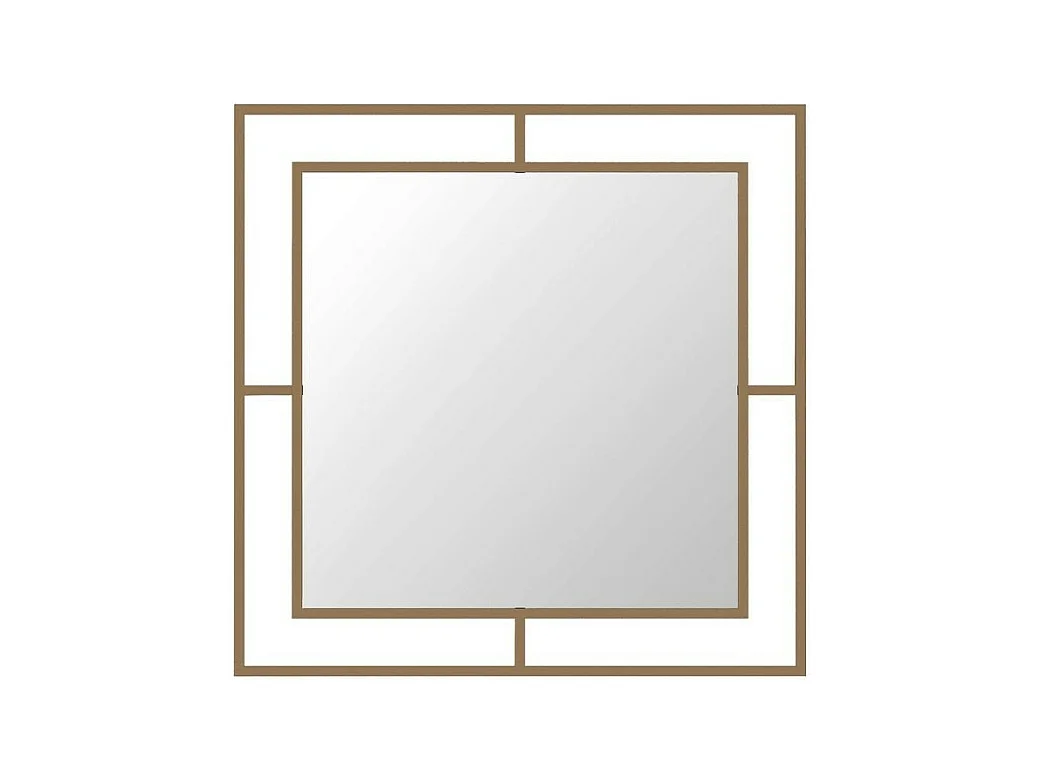 Specchio quadrato con doppia cornice Corner in metallo colore oro