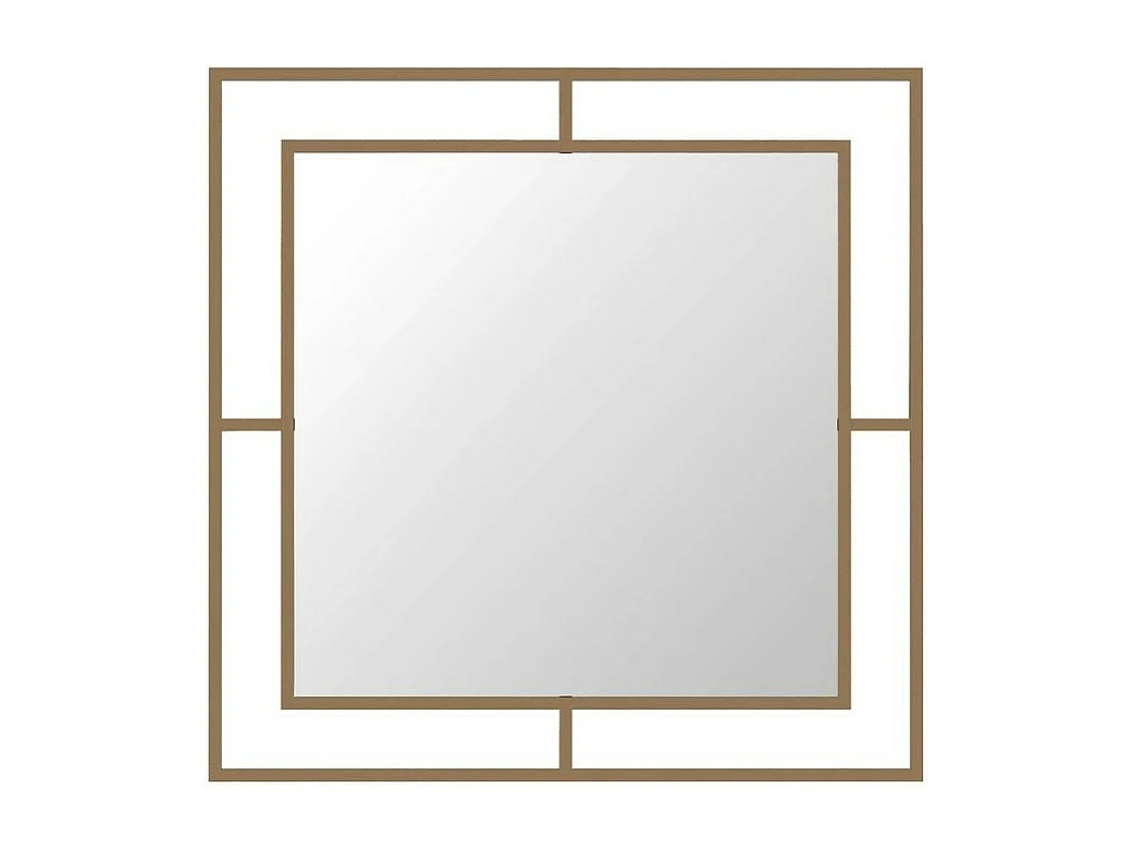 Specchio quadrato con doppia cornice Corner in metallo colore oro