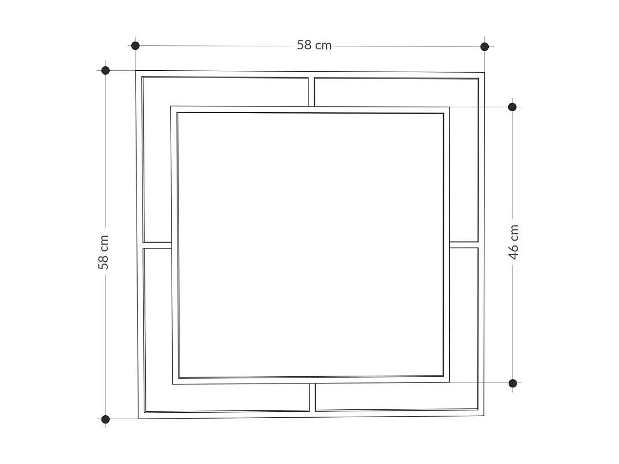 Specchio quadrato con doppia cornice Corner in metallo colore oro