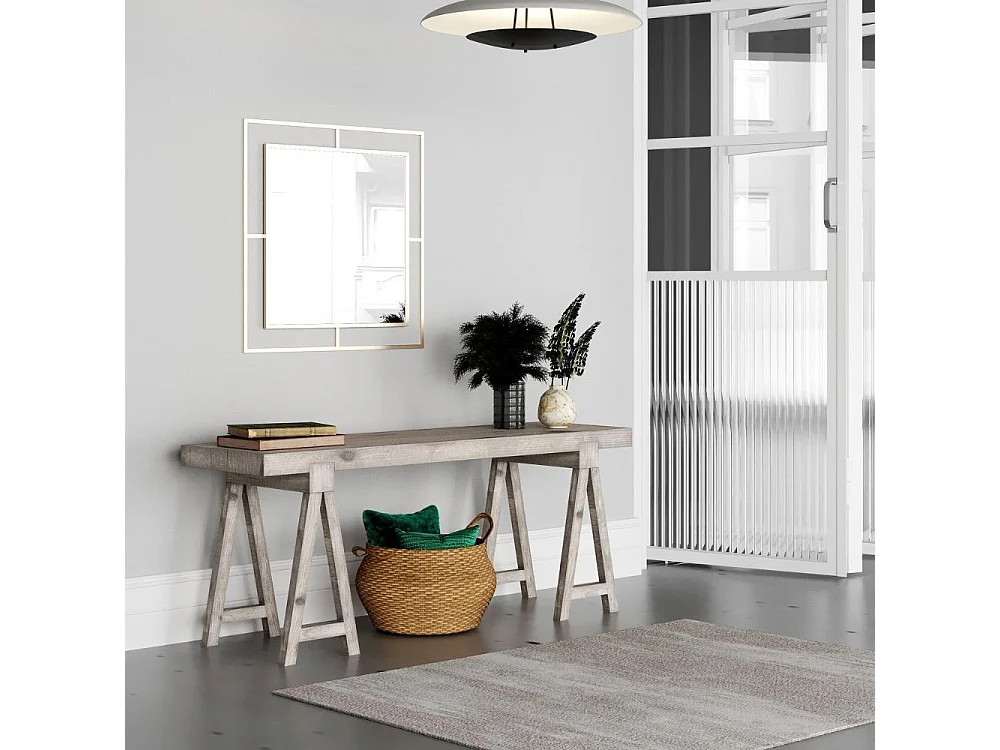 Specchio quadrato con doppia cornice Corner in metallo colore oro