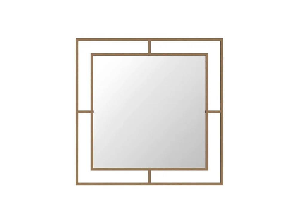 Specchio quadrato con doppia cornice Corner in metallo colore oro