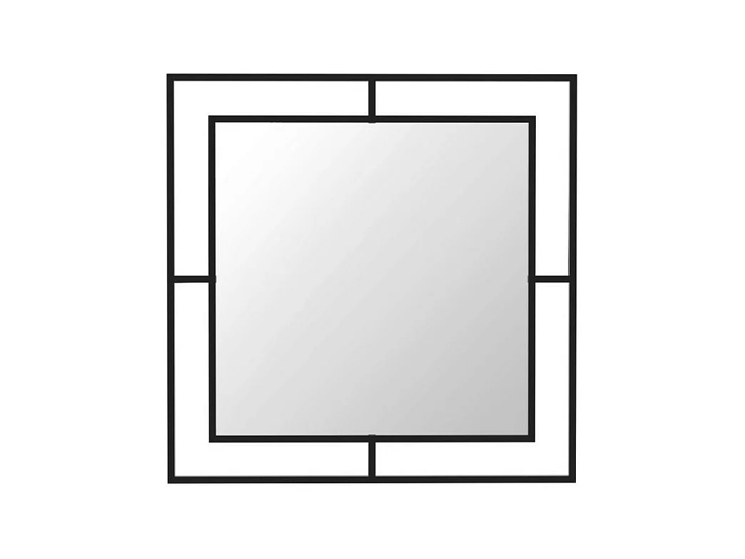 Specchio quadrato con doppia cornice Corner in metallo colore nero