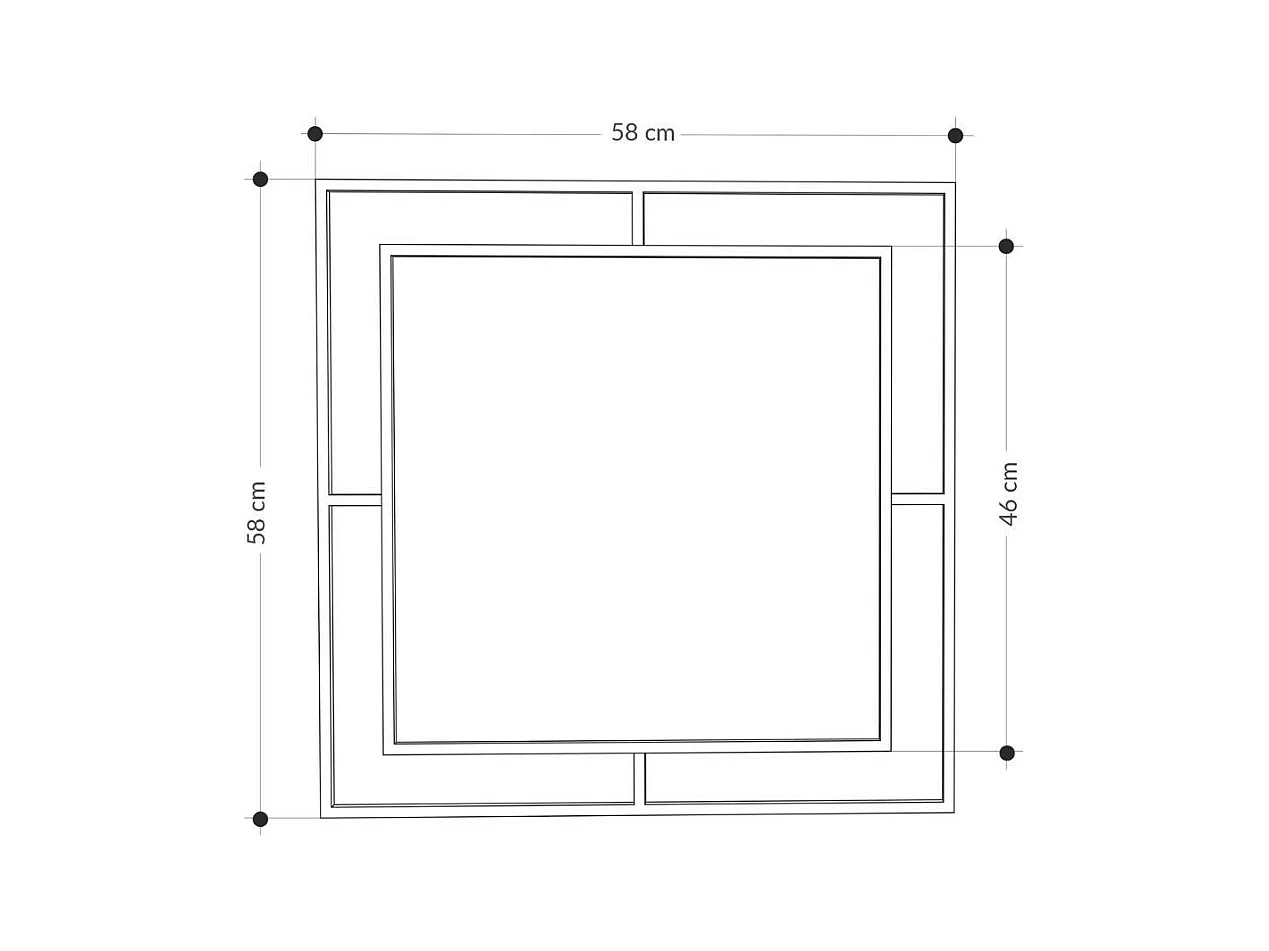 Specchio quadrato con doppia cornice Corner in metallo colore nero