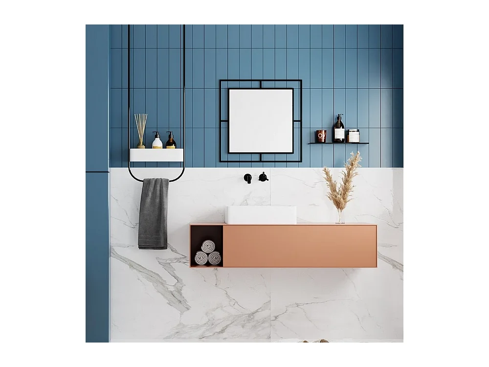 Specchio quadrato con doppia cornice Corner in metallo colore nero