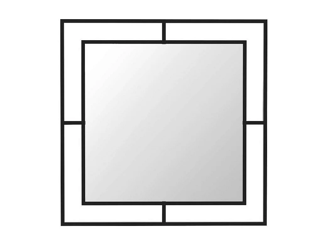 Specchio quadrato con doppia cornice Corner in metallo colore nero