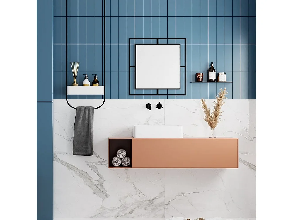 Specchio quadrato con doppia cornice Corner in metallo colore nero