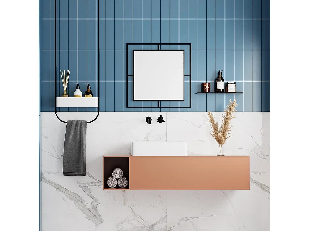 Specchio quadrato con doppia cornice Corner in metallo colore nero
