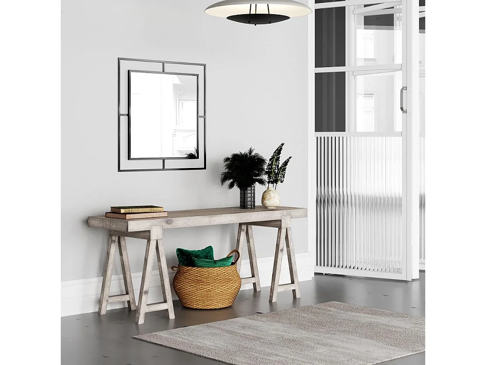 Specchio quadrato con doppia cornice Corner in metallo colore nero