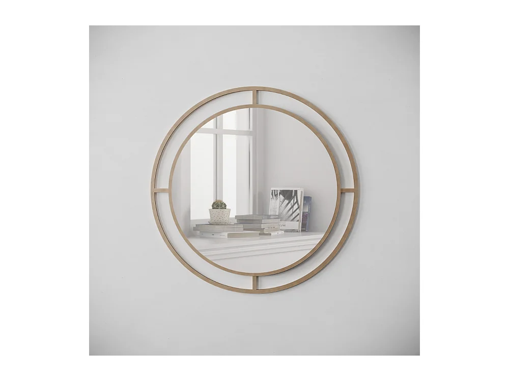 Specchio rotondo con doppia cornice Bubble in metallo colore oro