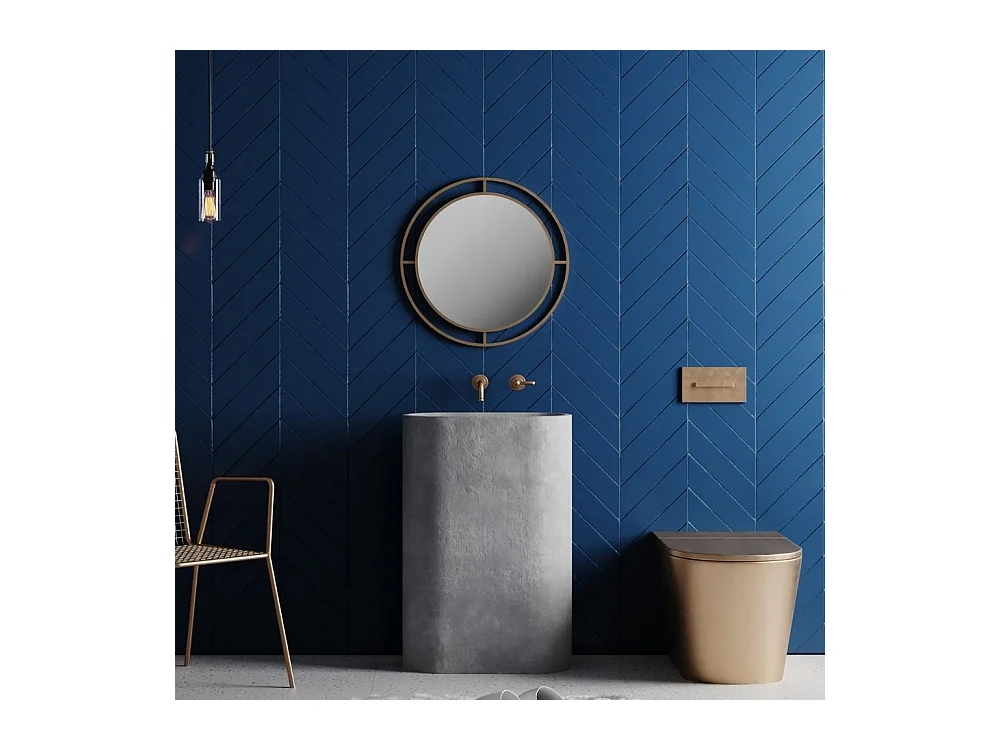 Specchio rotondo con doppia cornice Bubble in metallo colore oro