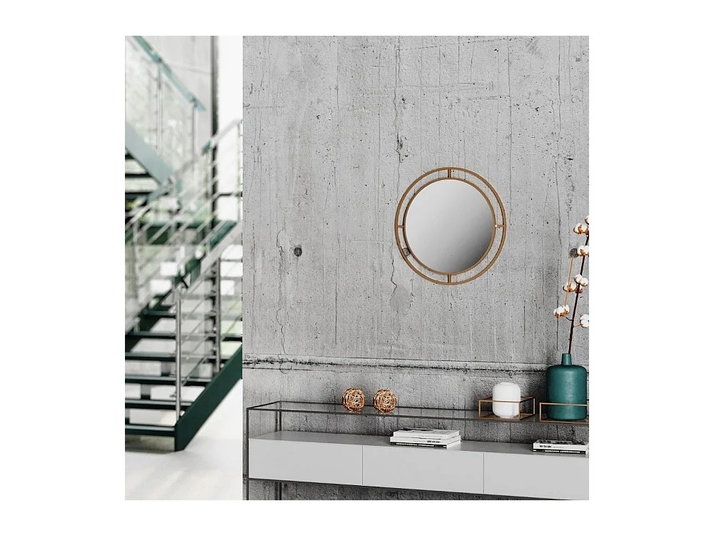 Specchio rotondo con doppia cornice Bubble in metallo colore oro