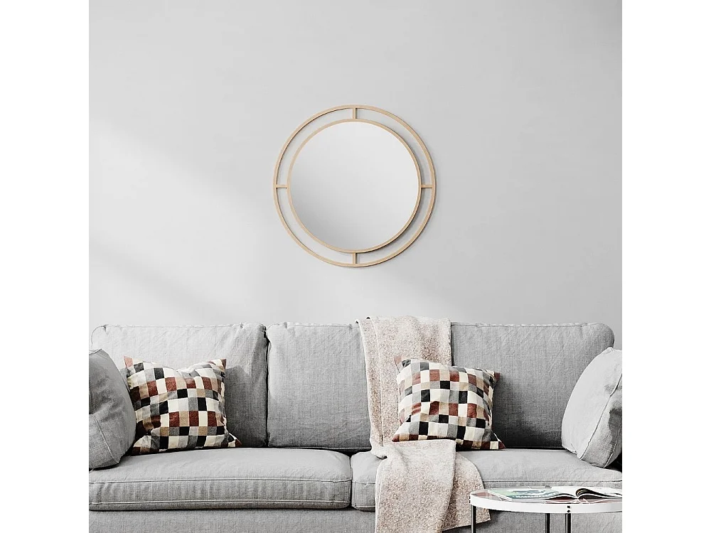 Specchio rotondo con doppia cornice Bubble in metallo colore oro