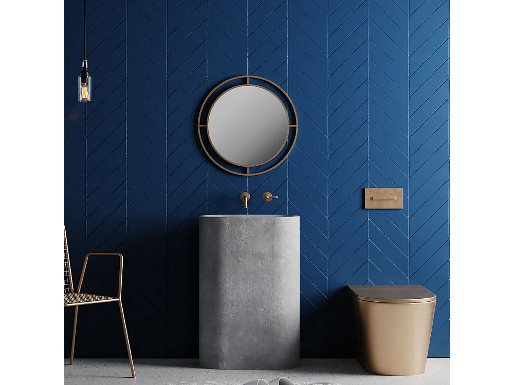 Specchio rotondo con doppia cornice Bubble in metallo colore oro