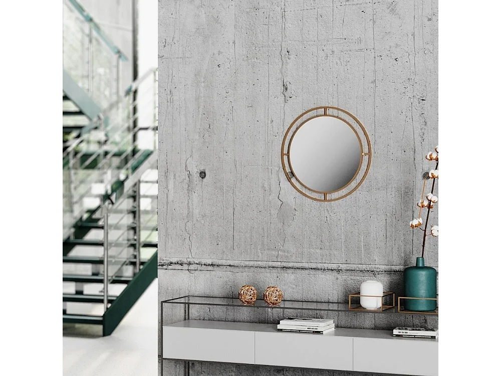 Specchio rotondo con doppia cornice Bubble in metallo colore oro