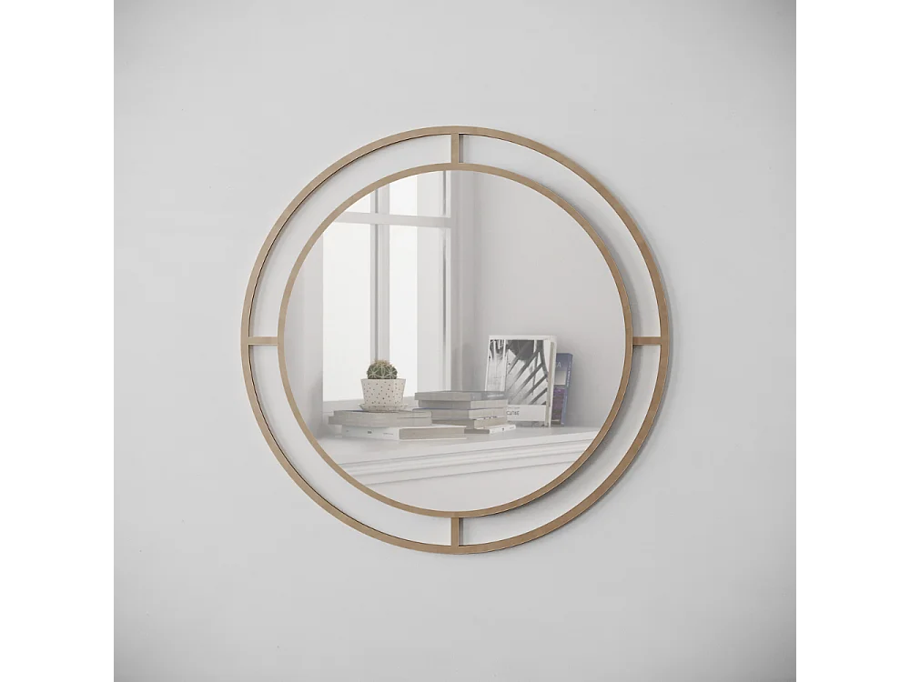 Specchio rotondo con doppia cornice Bubble in metallo colore oro