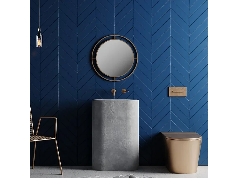 Specchio rotondo con doppia cornice Bubble in metallo colore oro