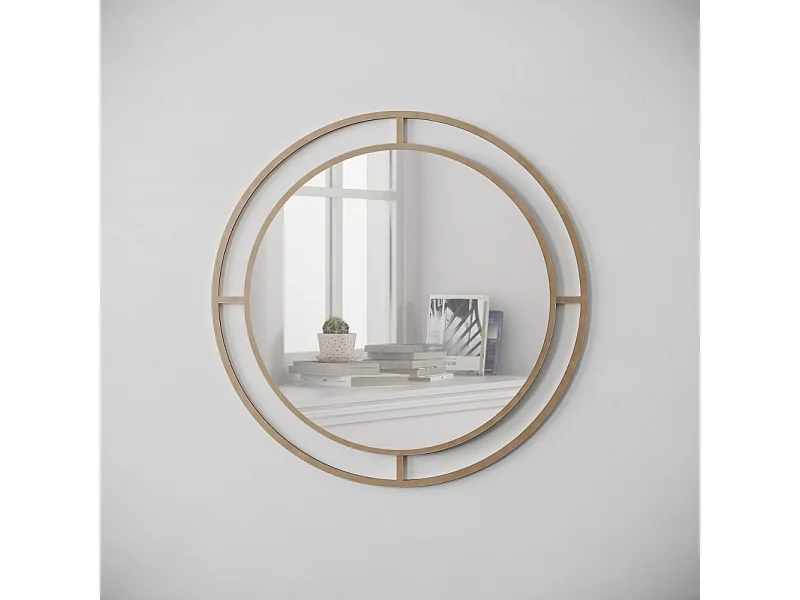 Specchio rotondo con doppia cornice Bubble in metallo colore oro