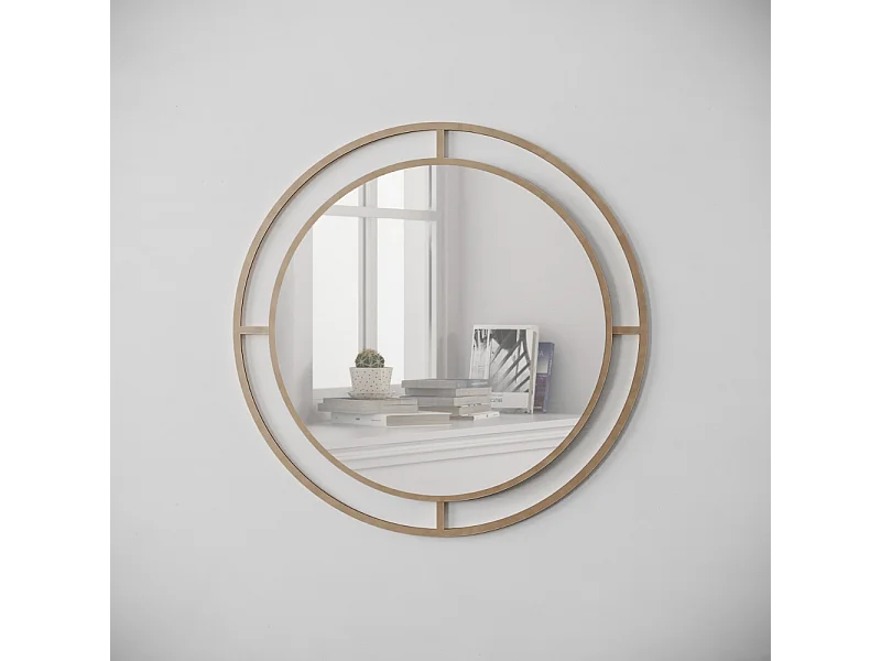 Specchio rotondo con doppia cornice Bubble in metallo colore oro
