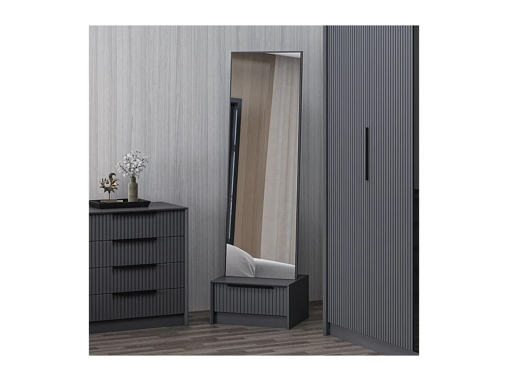 Specchio Kale con base cassetto antracite 54x45x178H