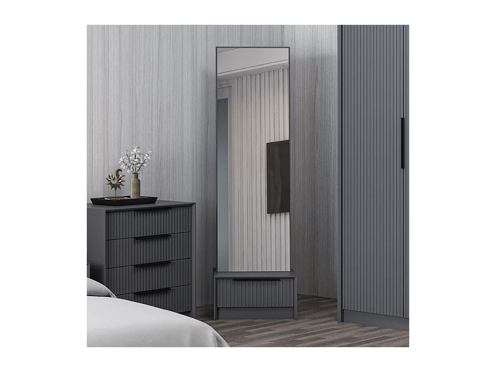 Specchio Kale con base cassetto antracite 54x45x178H