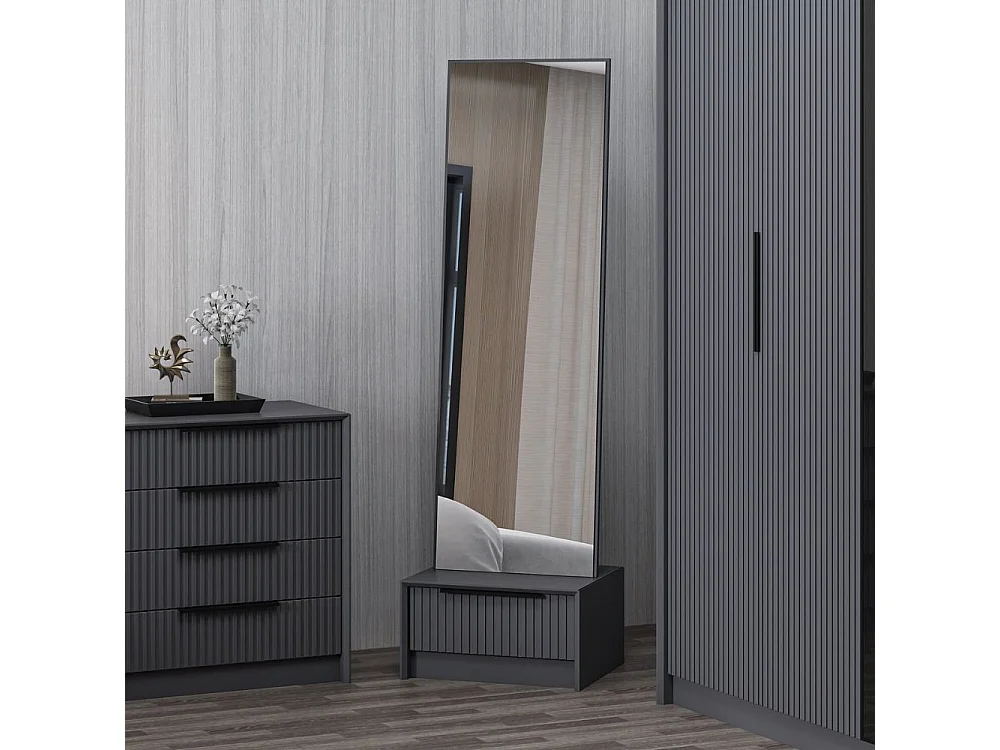 Specchio Kale con base cassetto antracite 54x45x178H