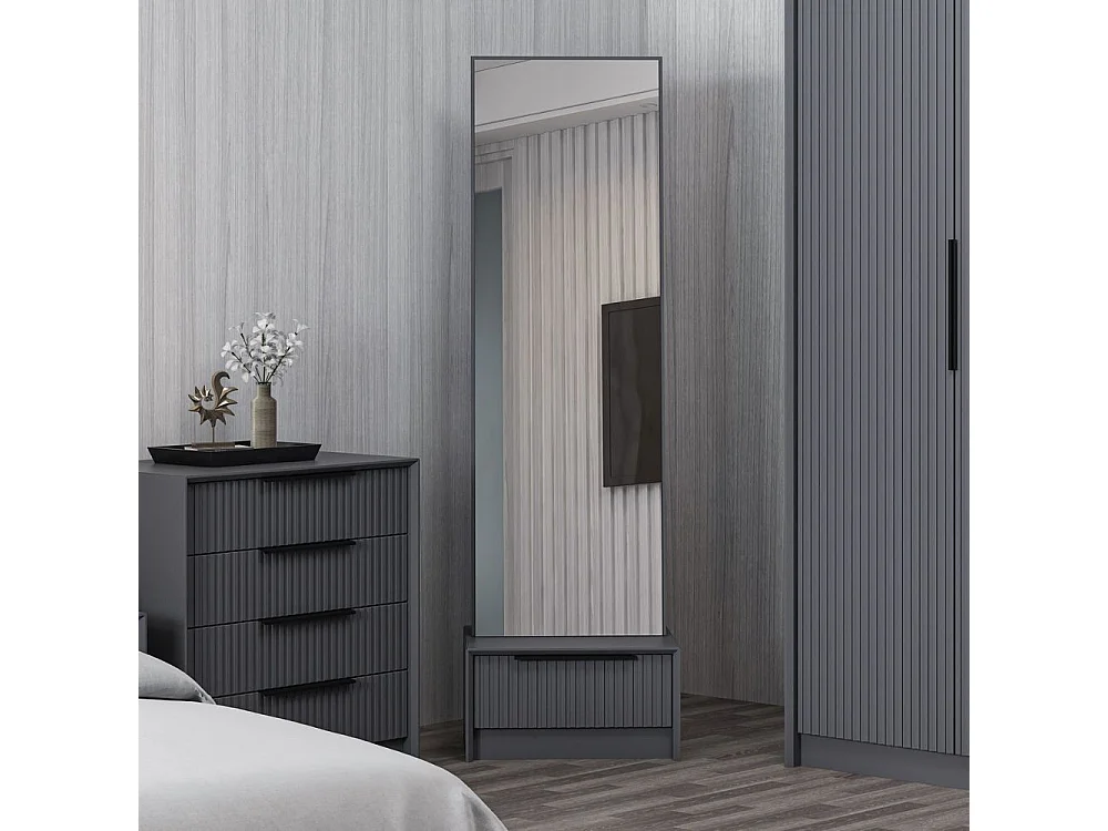 Specchio Kale con base cassetto antracite 54x45x178H