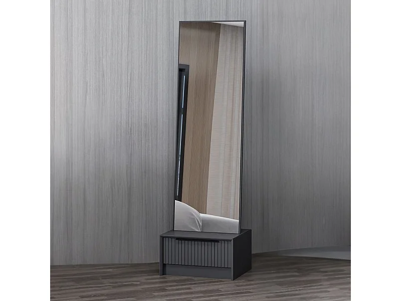 Specchio Kale con base cassetto antracite 54x45x178H