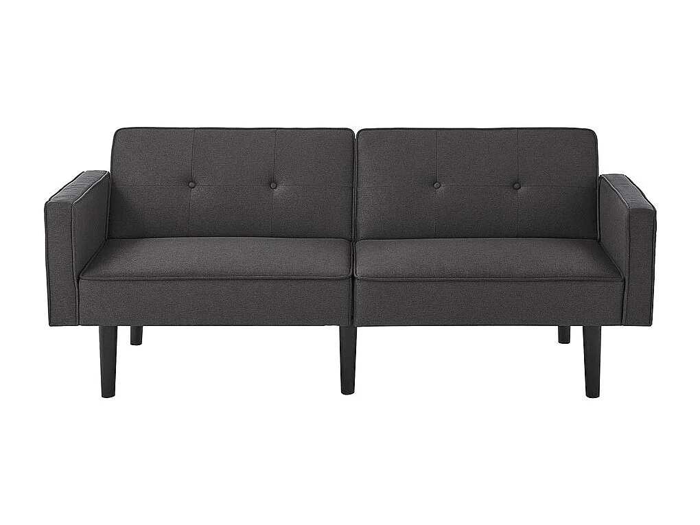 Canapé-lit 2 en 1 avec double dossier réglable individuellement, tissu coton et lin, noir