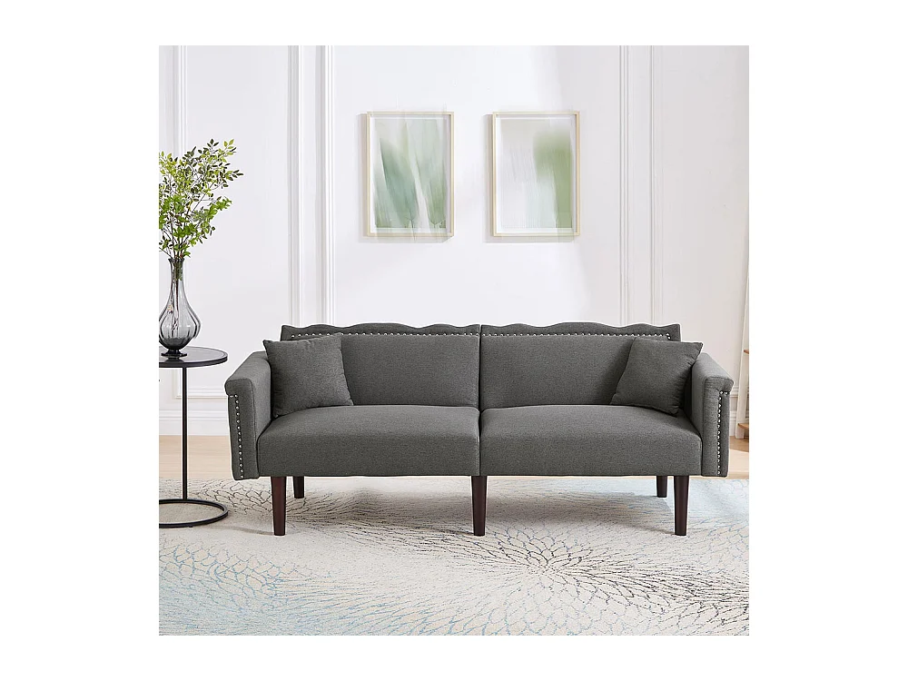 Canapé deux places avec fonction relax, tissu coton et lin, mousse haute densité,gris