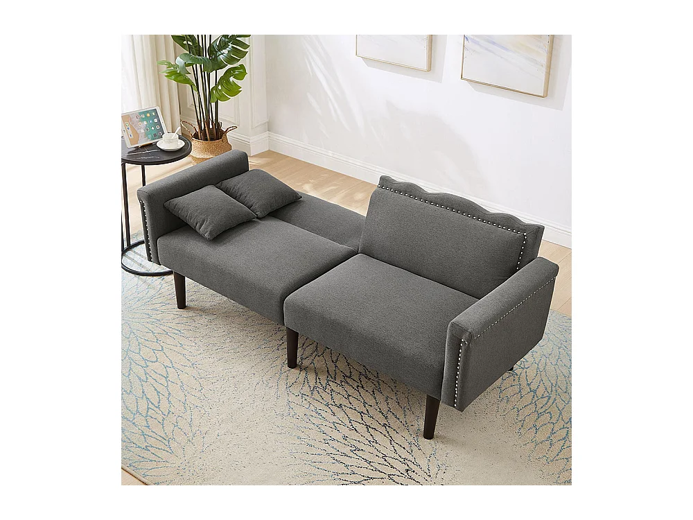 Canapé deux places avec fonction relax, tissu coton et lin, mousse haute densité,gris