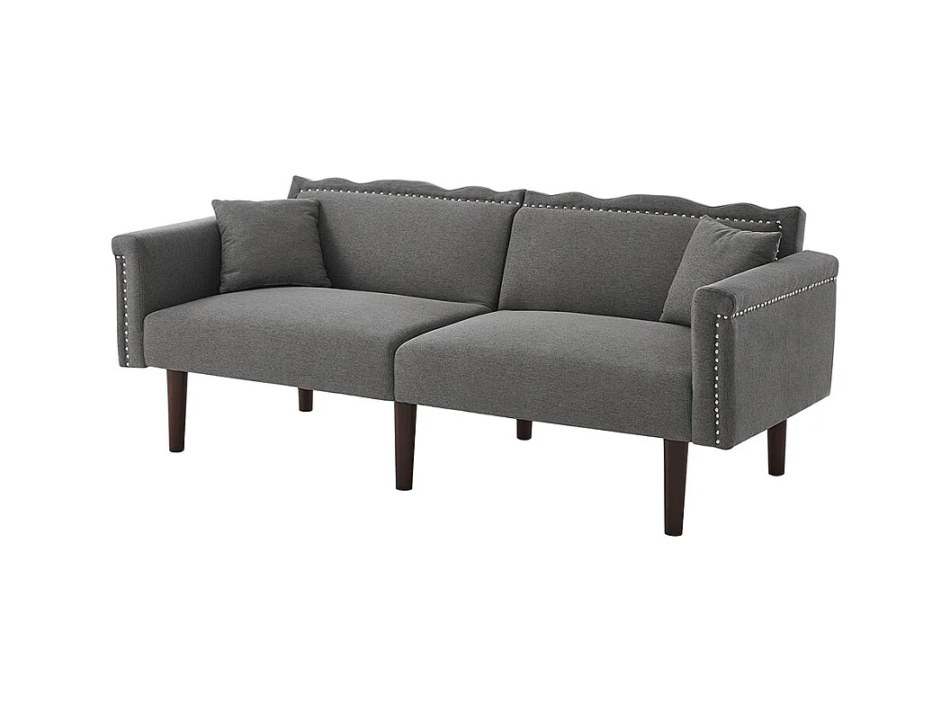 Canapé deux places avec fonction relax, tissu coton et lin, mousse haute densité,gris