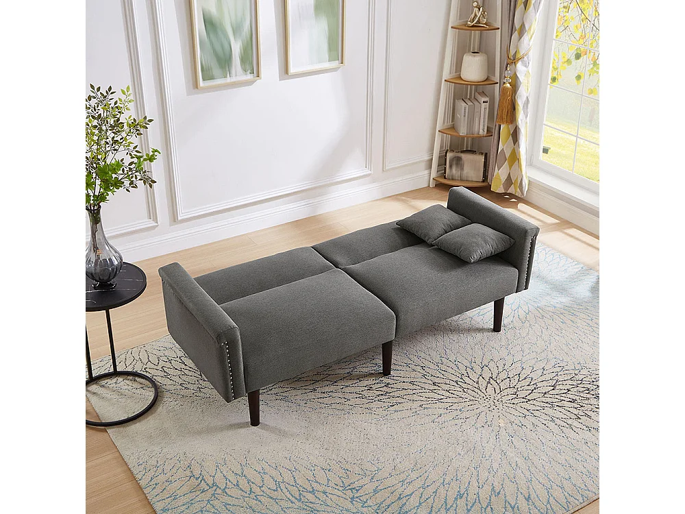 Canapé deux places avec fonction relax, tissu coton et lin, mousse haute densité,gris